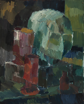 Roland Wesner - Still Life with Tumblers and Skull, about 1962